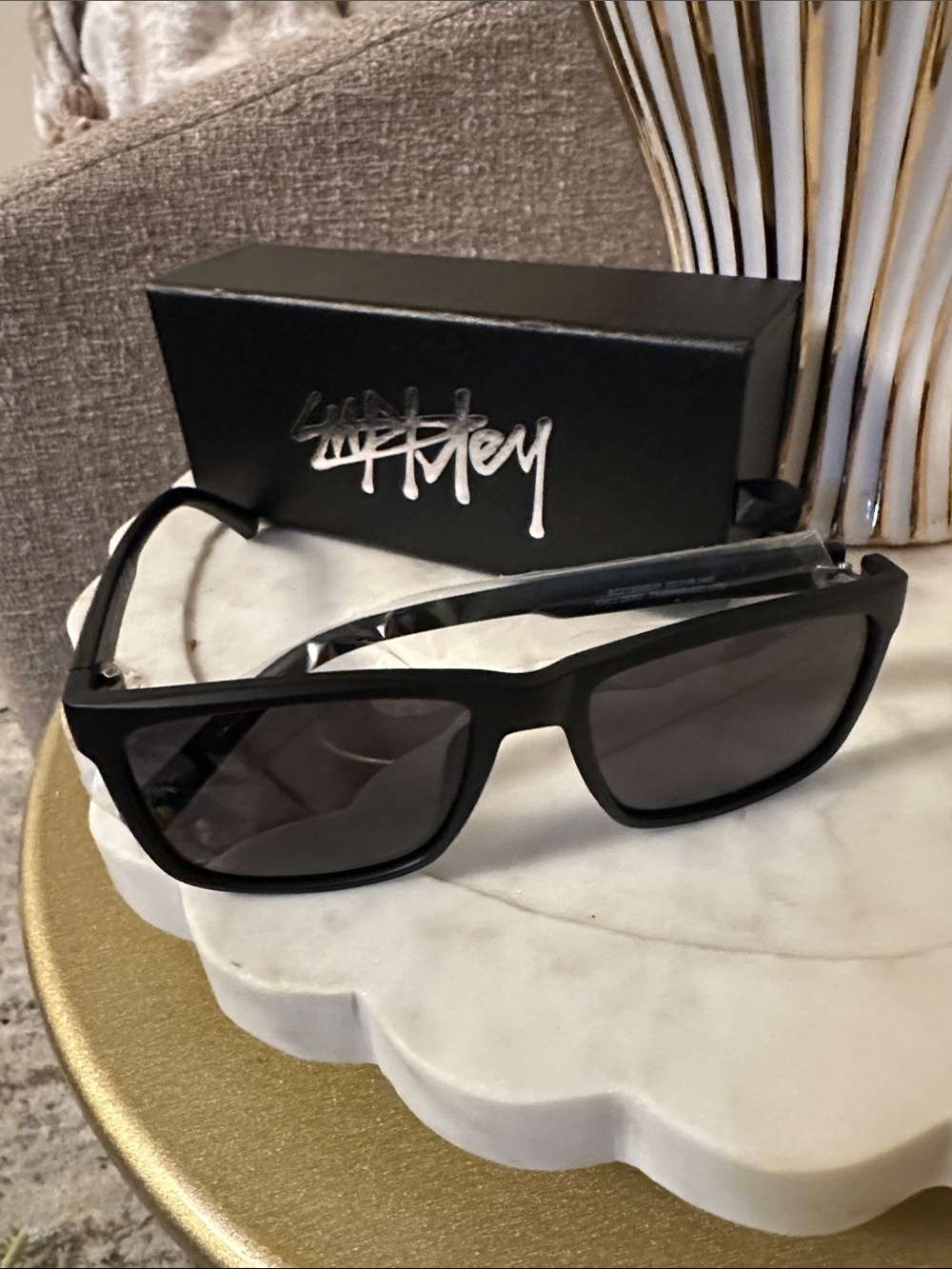Stussy Black Rectangular Men’s Sunglasses